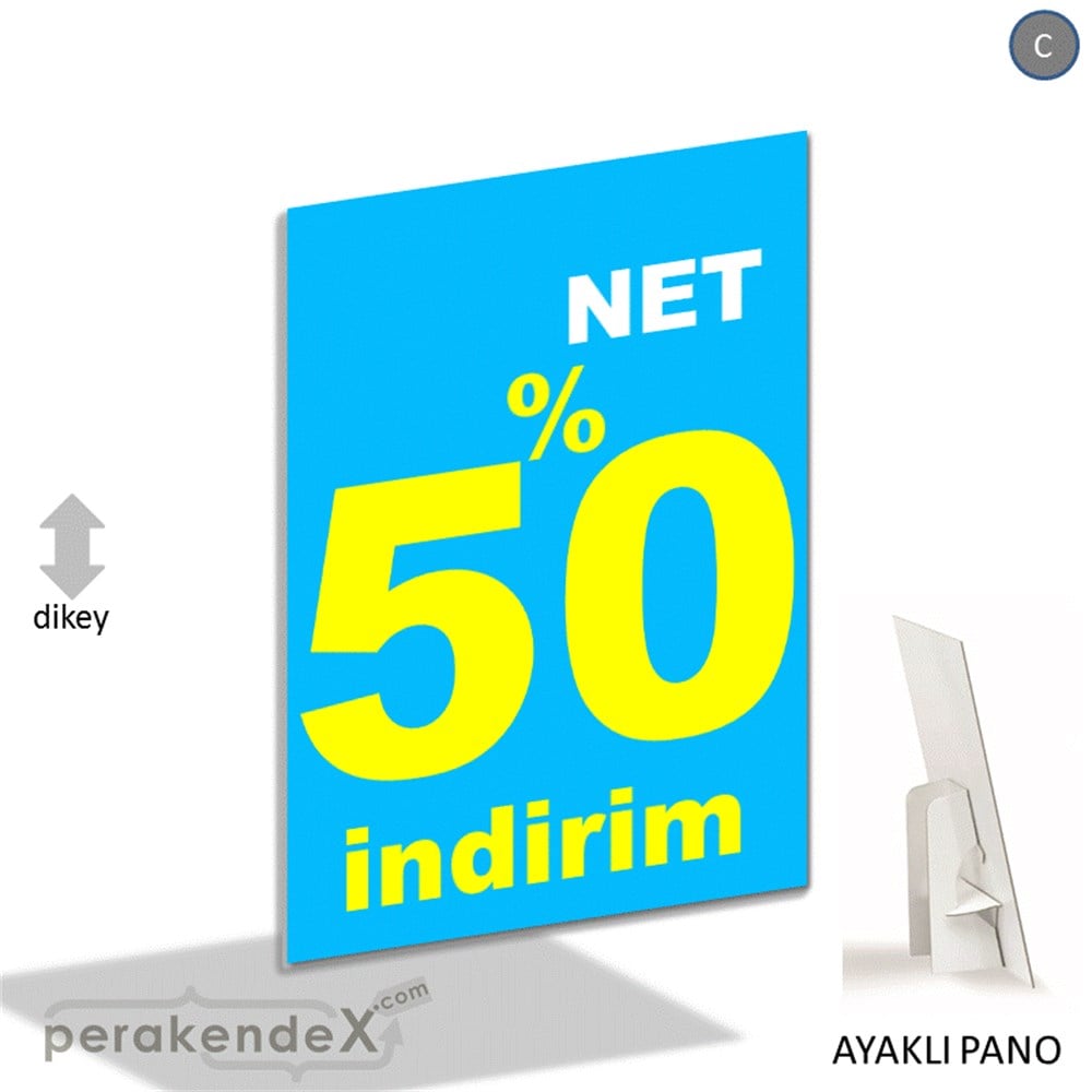 net yüzde 50 indirim AYAKLI REKLAM PANOSU -dikdörtgen,tek yön baskı