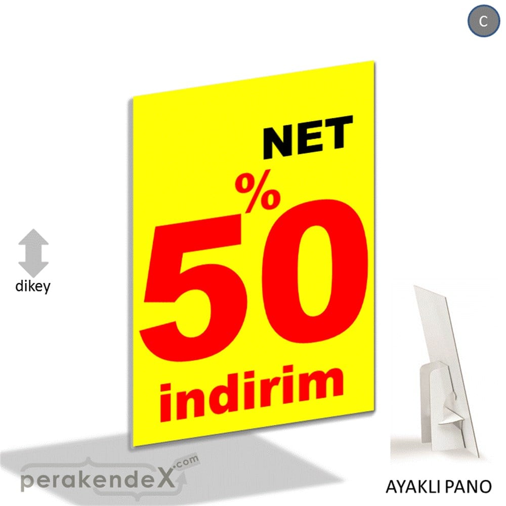 net yüzde 50 indirim AYAKLI REKLAM PANOSU -dikdörtgen,tek yön baskı