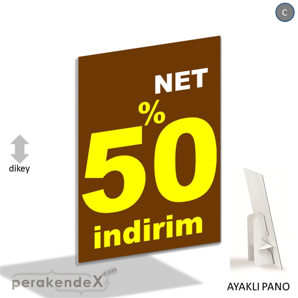 net yüzde 50 indirim AYAKLI REKLAM PANOSU -dikdörtgen,tek yön baskı