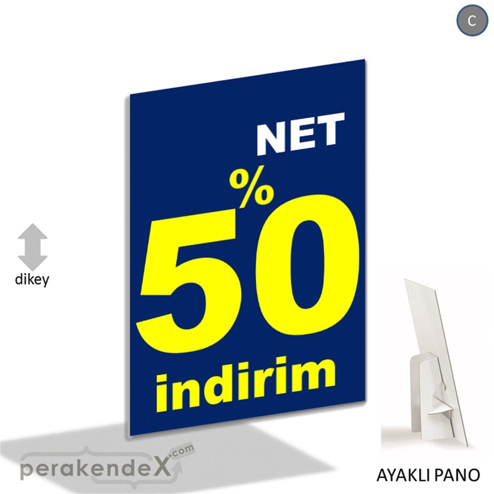 net yüzde 50 indirim AYAKLI REKLAM PANOSU -dikdörtgen,tek yön baskı