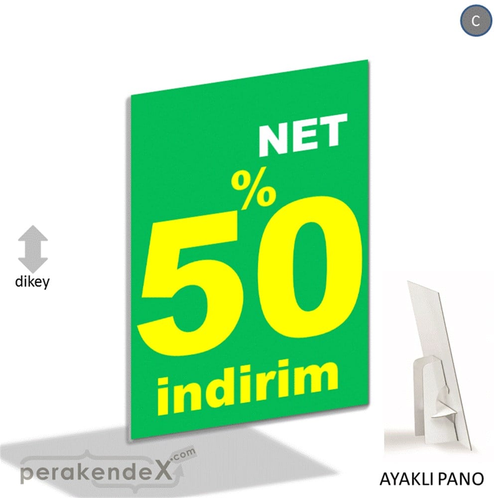 net yüzde 50 indirim AYAKLI REKLAM PANOSU -dikdörtgen,tek yön baskı