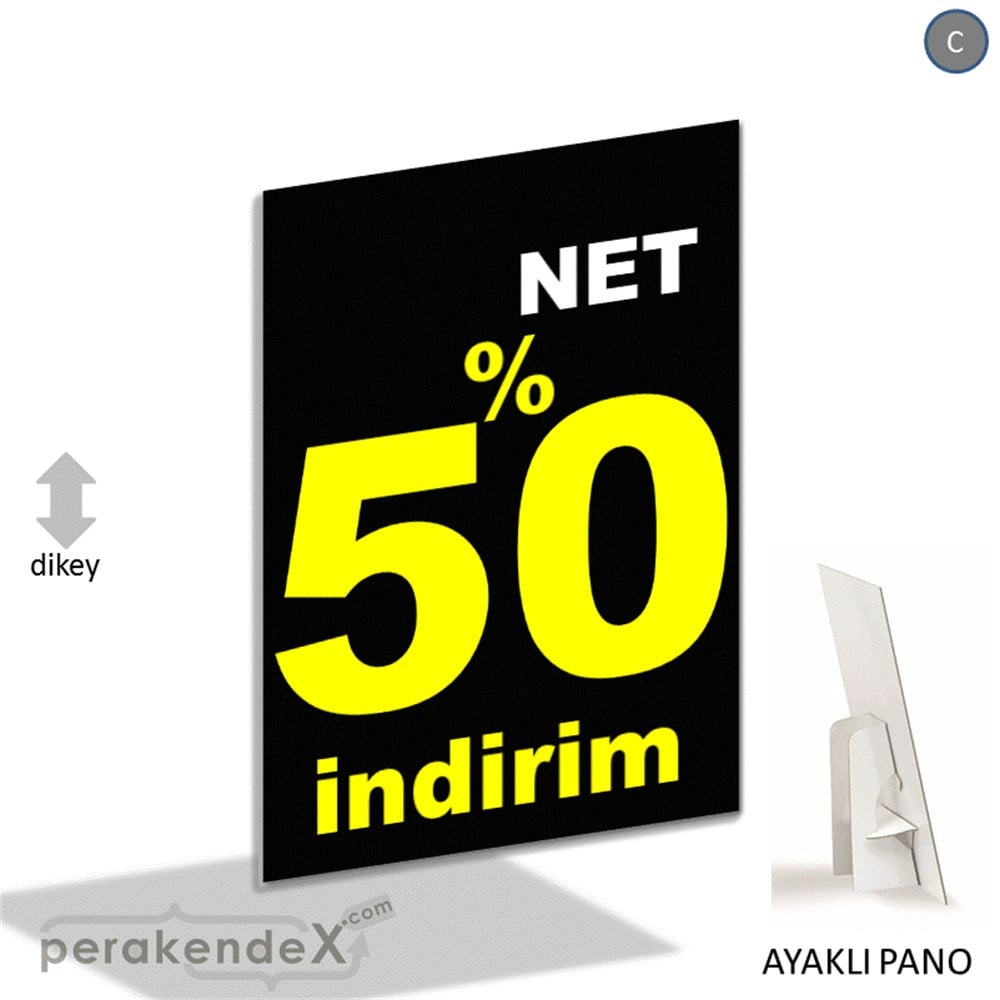 net yüzde 50 indirim AYAKLI REKLAM PANOSU -dikdörtgen,tek yön baskı