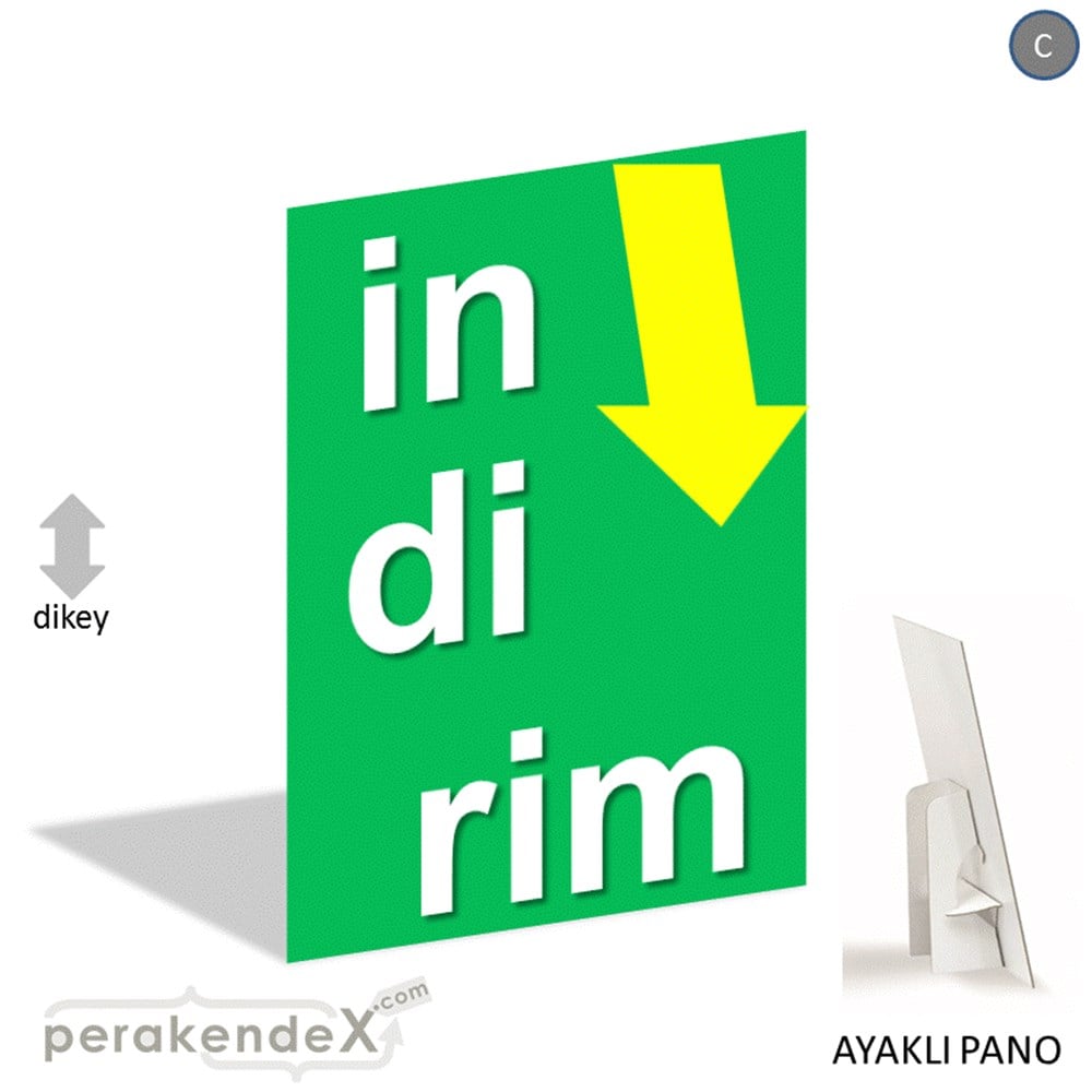 oklu>heceli indirim AYAKLI REKLAM PANOSU -dikdörtgen,tek yön baskı