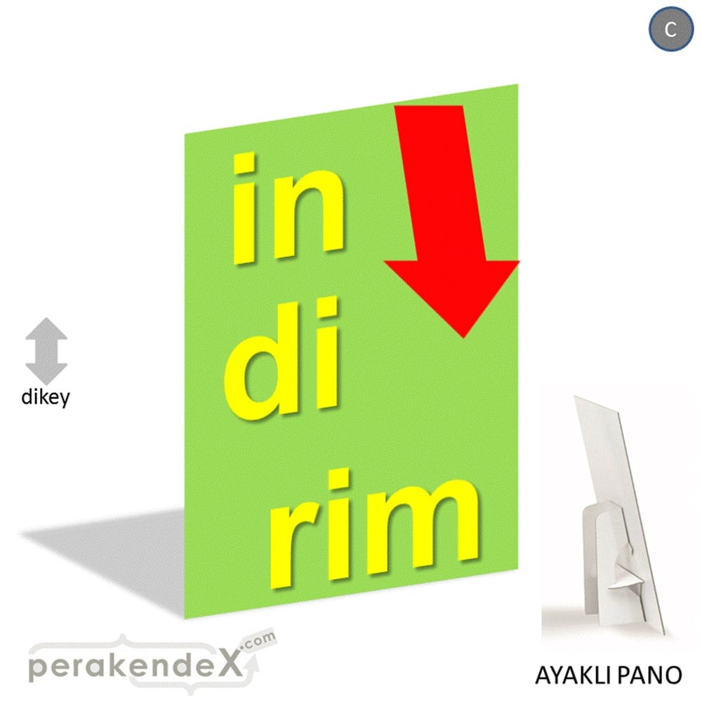oklu>heceli indirim AYAKLI REKLAM PANOSU -dikdörtgen,tek yön baskı