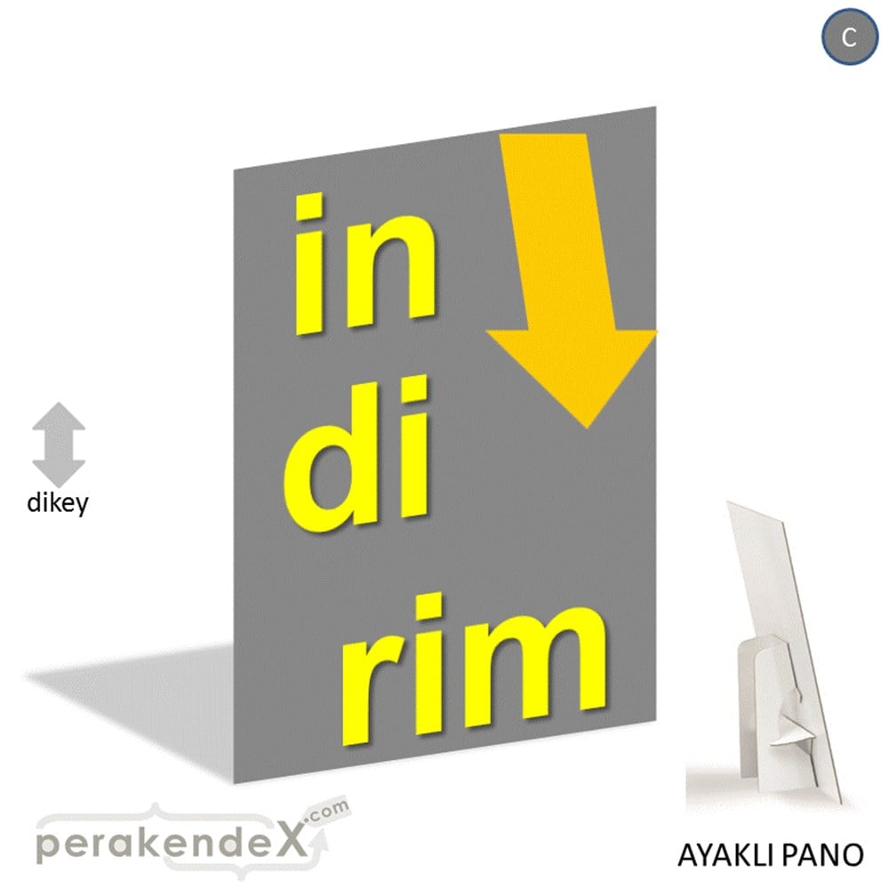 oklu>heceli indirim AYAKLI REKLAM PANOSU -dikdörtgen,tek yön baskı