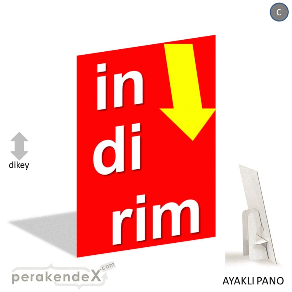 oklu>heceli indirim AYAKLI REKLAM PANOSU -dikdörtgen,tek yön baskı