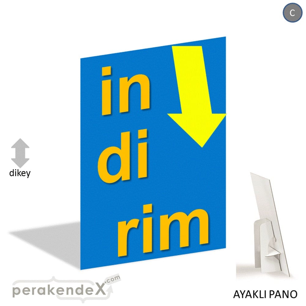 oklu>heceli indirim AYAKLI REKLAM PANOSU -dikdörtgen,tek yön baskı