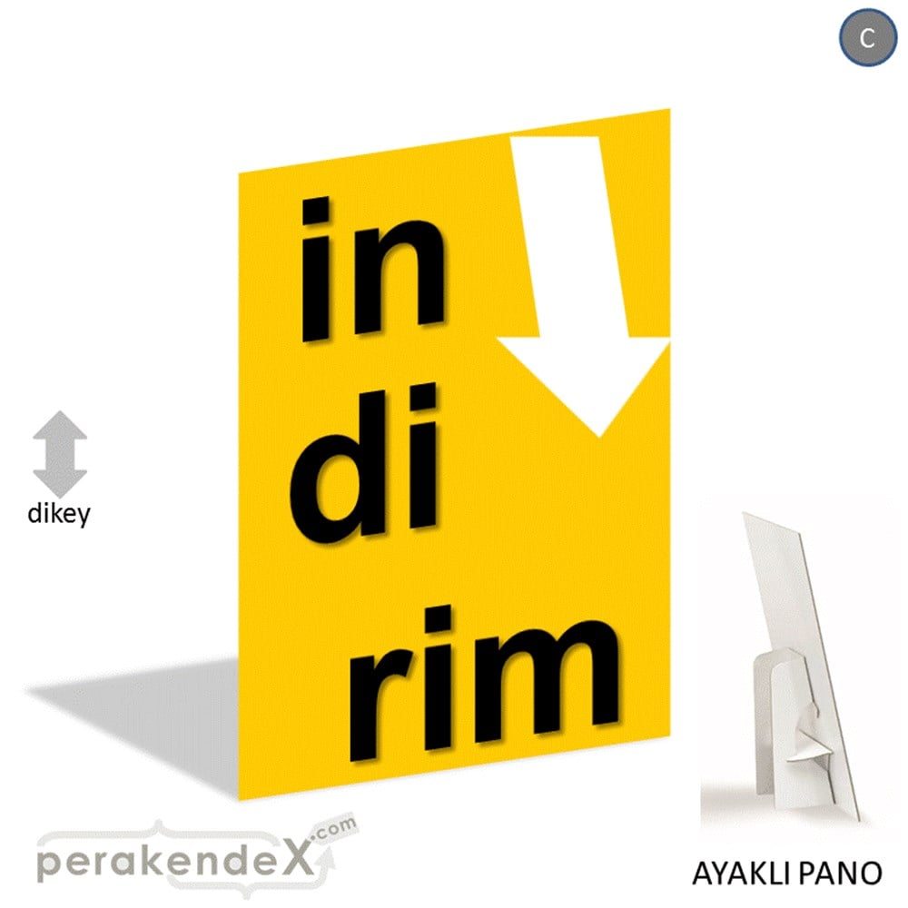 oklu>heceli indirim AYAKLI REKLAM PANOSU -dikdörtgen,tek yön baskı