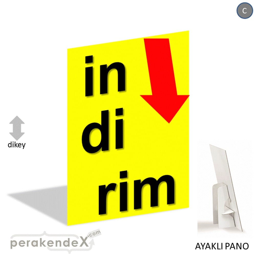 oklu>heceli indirim AYAKLI REKLAM PANOSU -dikdörtgen,tek yön baskı