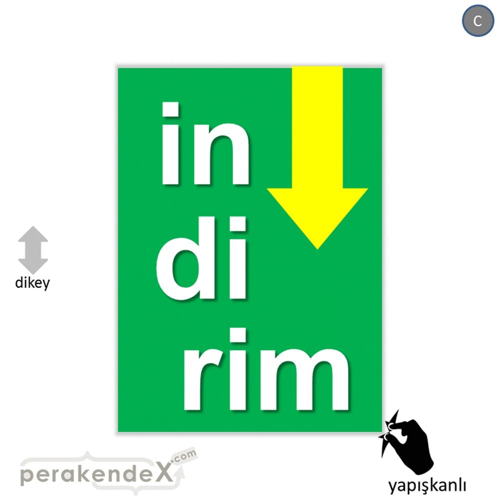 oklu>heceli indirim CAMA YAPIŞAN FOLYO -dikdörtgen,tek yön baskı