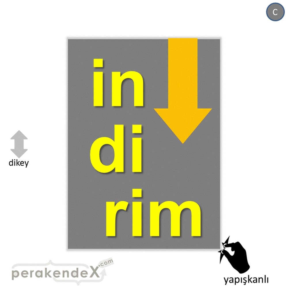 oklu>heceli indirim CAMA YAPIŞAN FOLYO -dikdörtgen,tek yön baskı