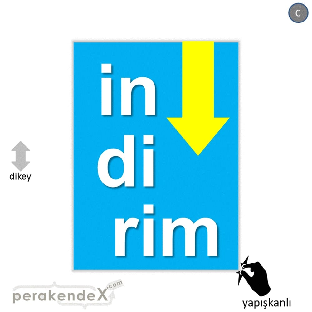 oklu>heceli indirim CAMA YAPIŞAN FOLYO -dikdörtgen,tek yön baskı