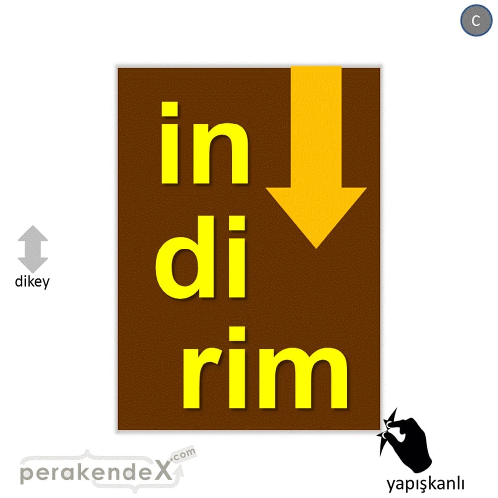 oklu>heceli indirim CAMA YAPIŞAN FOLYO -dikdörtgen,tek yön baskı