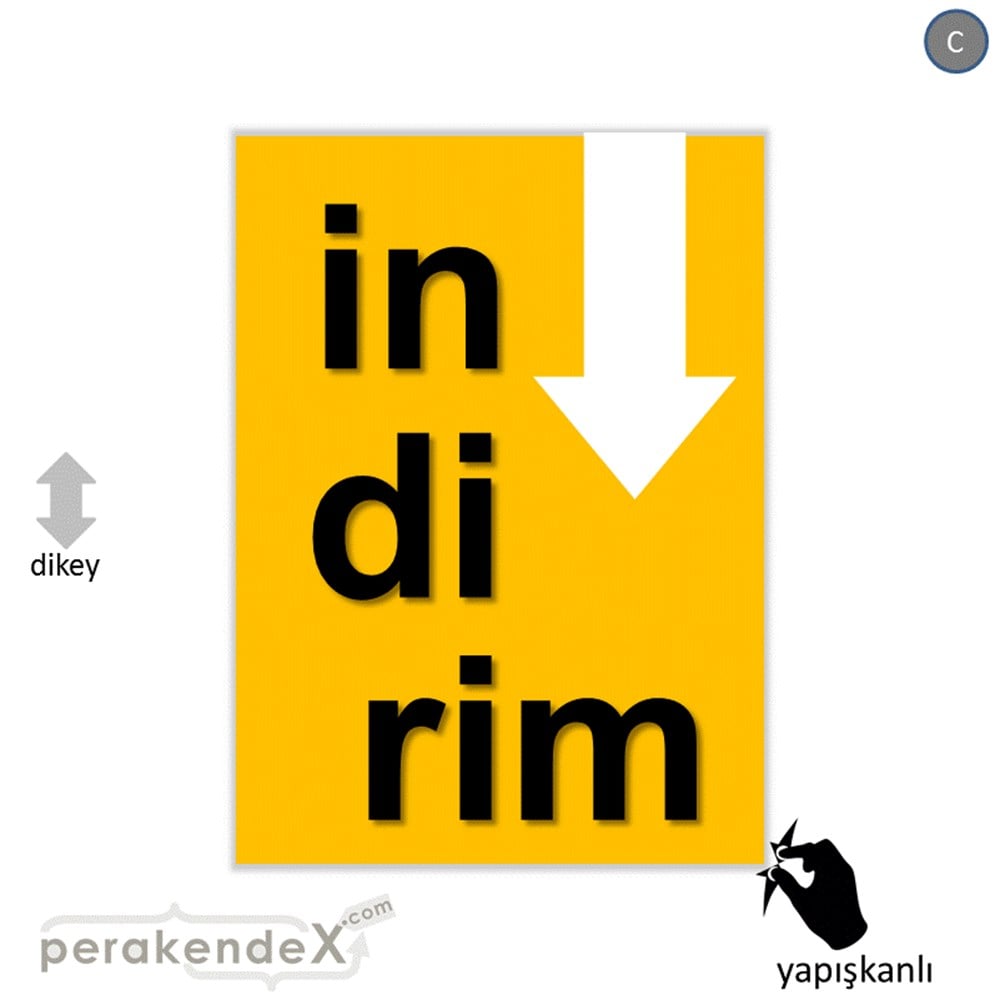 oklu>heceli indirim CAMA YAPIŞAN FOLYO -dikdörtgen,tek yön baskı
