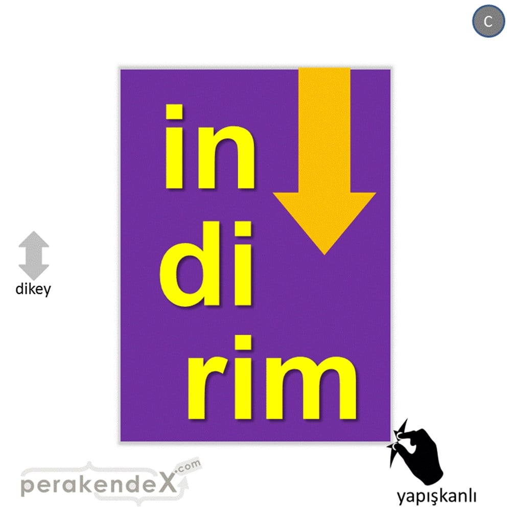 oklu>heceli indirim CAMA YAPIŞAN FOLYO -dikdörtgen,tek yön baskı