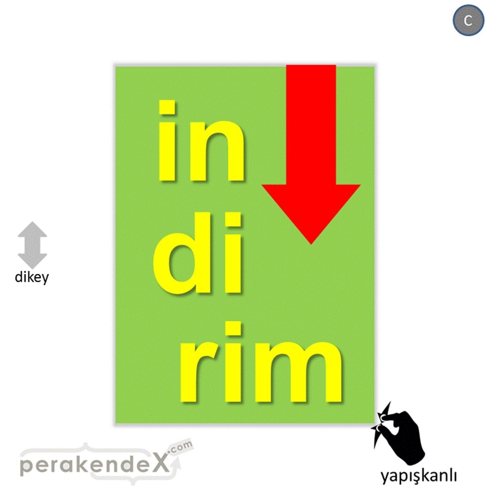 oklu>heceli indirim CAMA YAPIŞAN FOLYO -dikdörtgen,tek yön baskı