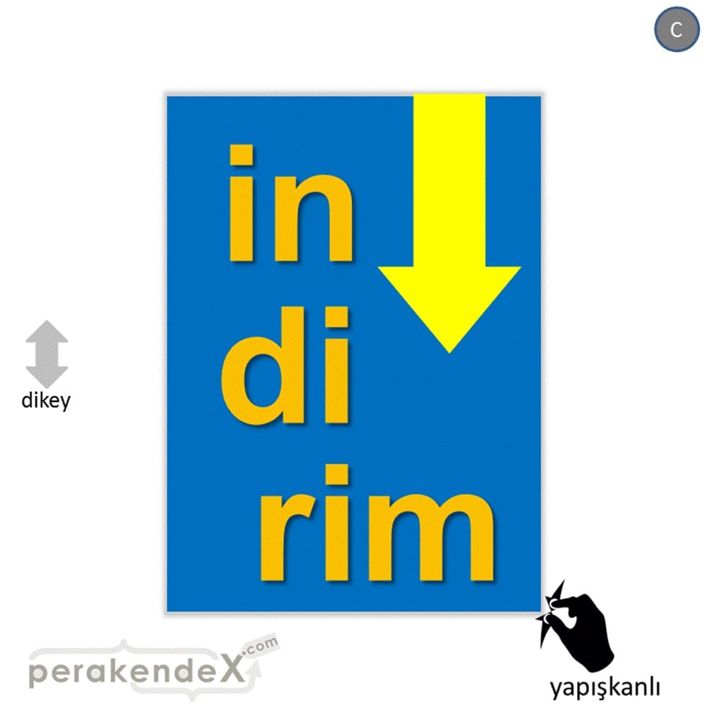 oklu>heceli indirim CAMA YAPIŞAN FOLYO -dikdörtgen,tek yön baskı