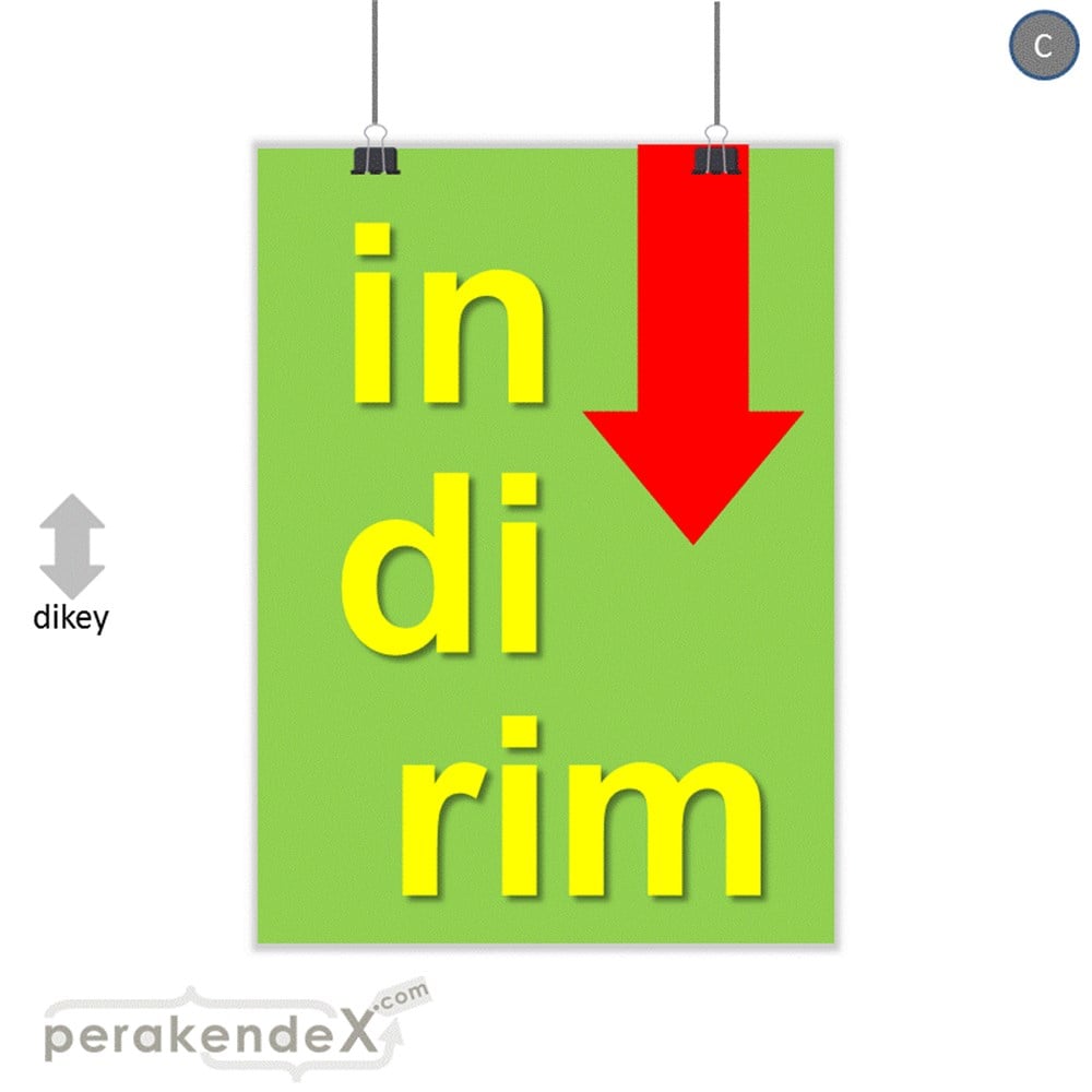 oklu>heceli indirim SERT PLASTİK POSTER -dikdörtgen,tek yön baskı