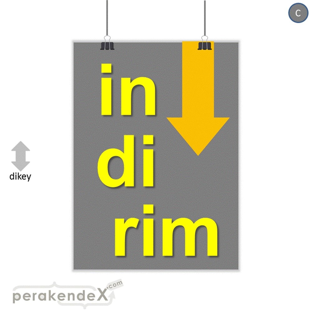oklu>heceli indirim SERT PLASTİK POSTER -dikdörtgen,tek yön baskı