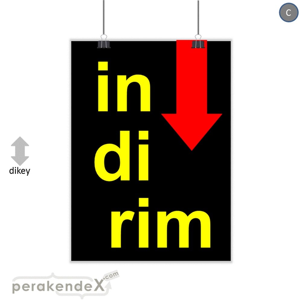 oklu>heceli indirim SERT PLASTİK POSTER -dikdörtgen,tek yön baskı