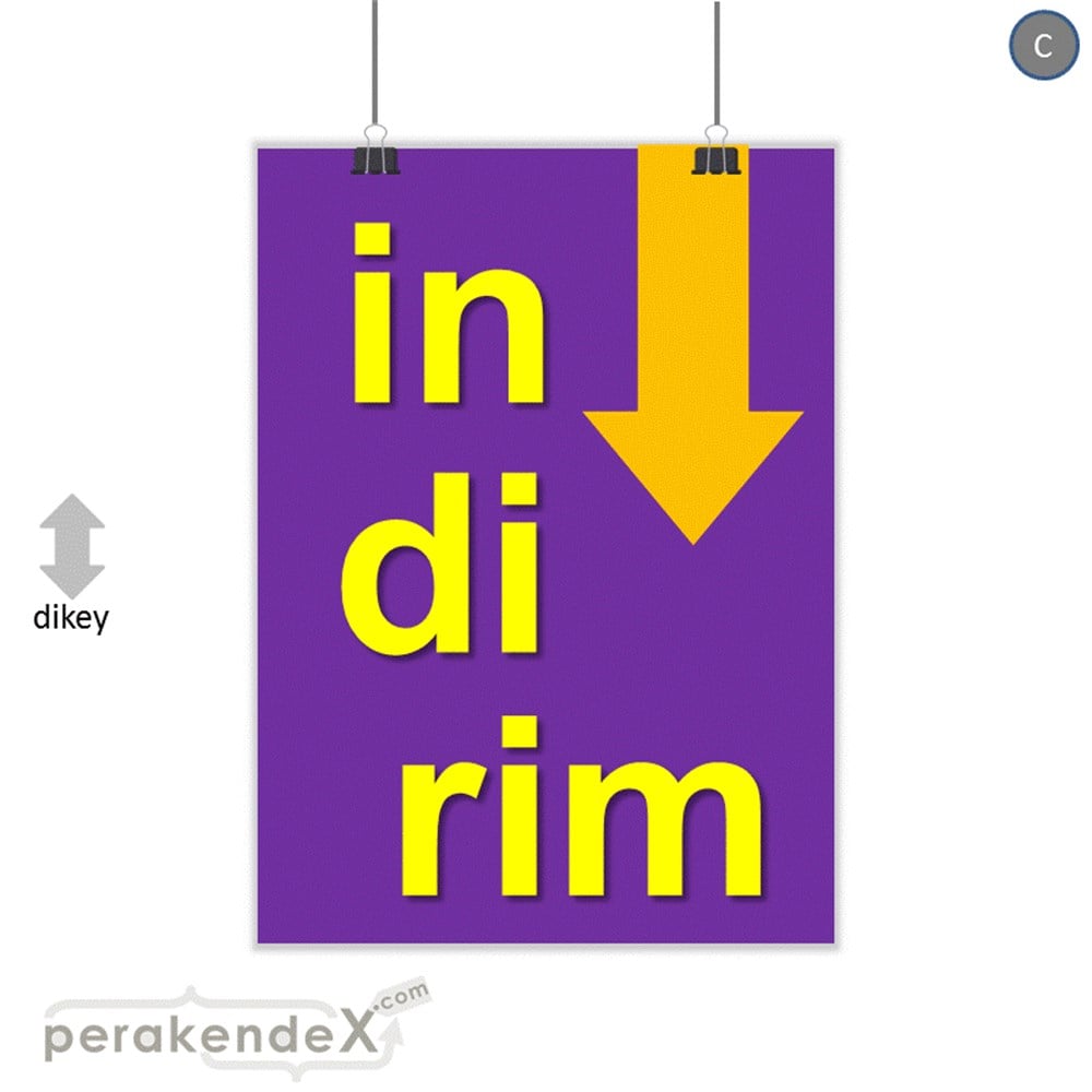 oklu>heceli indirim SERT PLASTİK POSTER -dikdörtgen,tek yön baskı