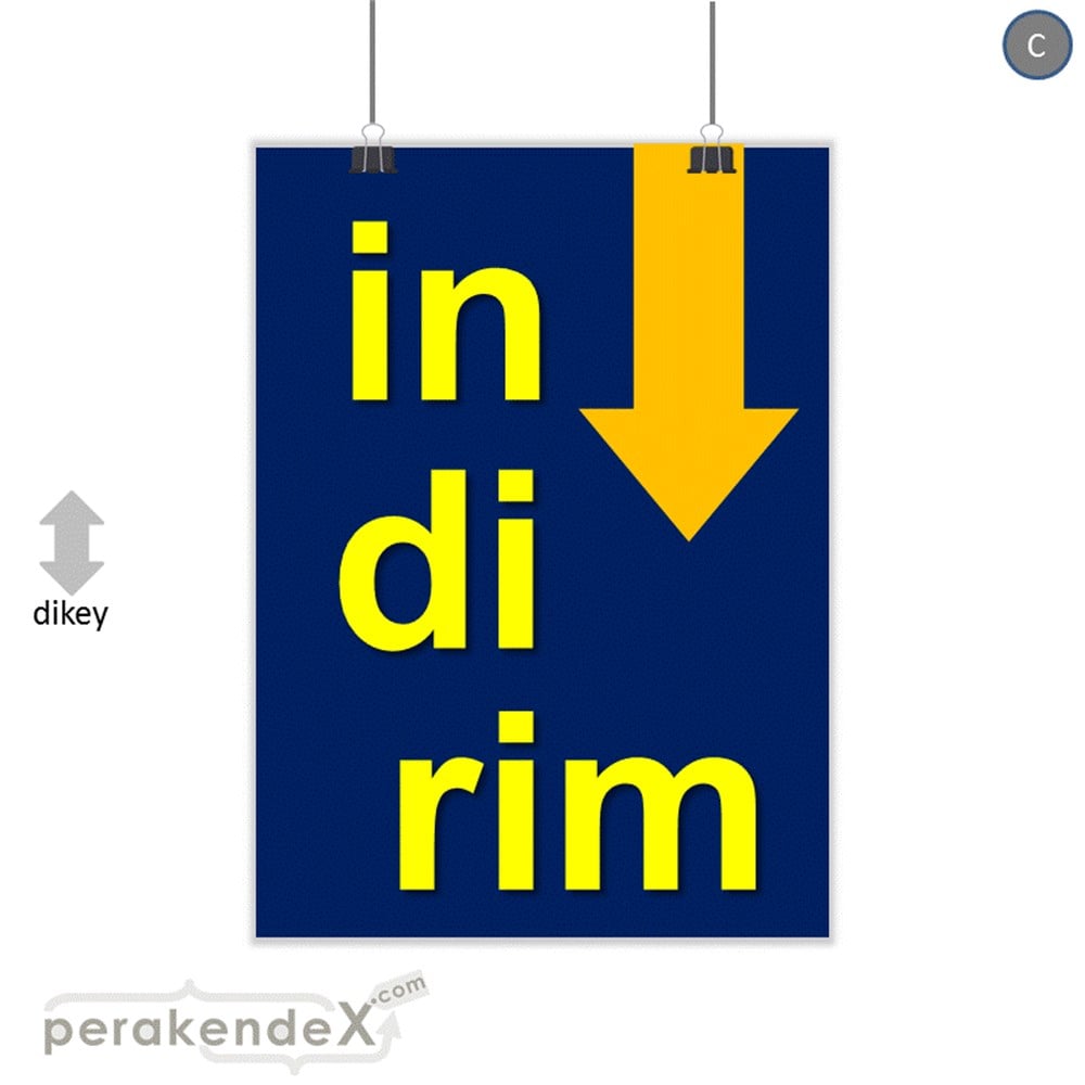 oklu>heceli indirim SERT PLASTİK POSTER -dikdörtgen,tek yön baskı