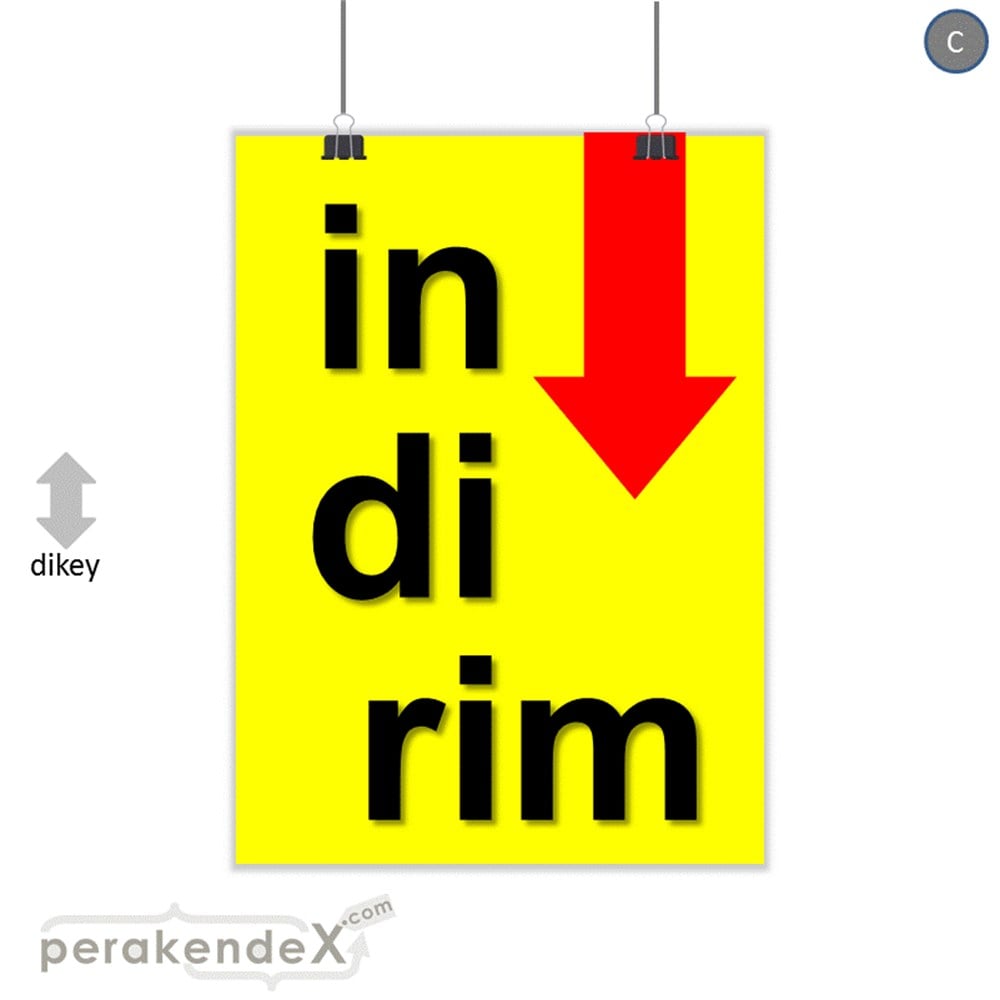 oklu>heceli indirim SERT PLASTİK POSTER -dikdörtgen,tek yön baskı