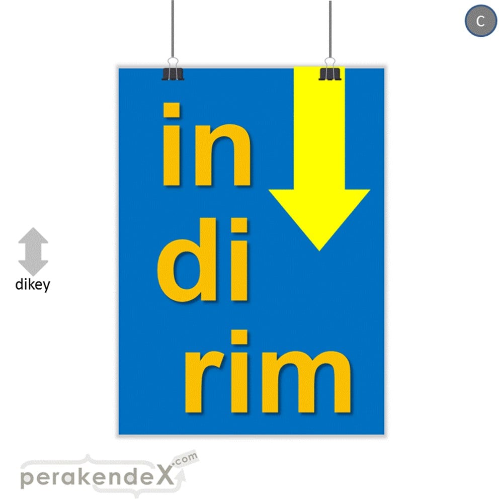 oklu>heceli indirim SERT PLASTİK POSTER -dikdörtgen,tek yön baskı