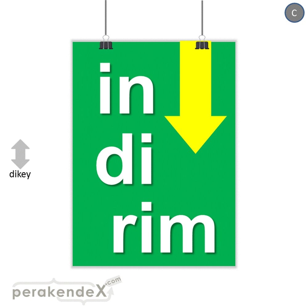 oklu>heceli indirim SERT PLASTİK POSTER -dikdörtgen,tek yön baskı