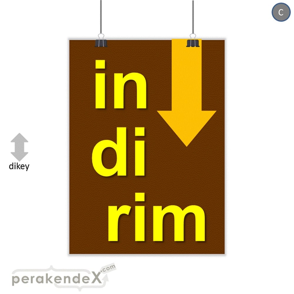 oklu>heceli indirim SERT PLASTİK POSTER -dikdörtgen,tek yön baskı