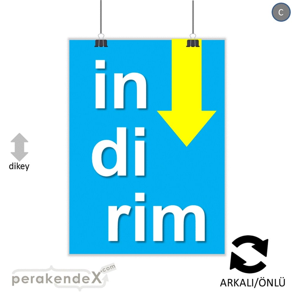 oklu>heceli indirim SERT PLASTİK POSTER -dikdörtgen,çift yön baskı