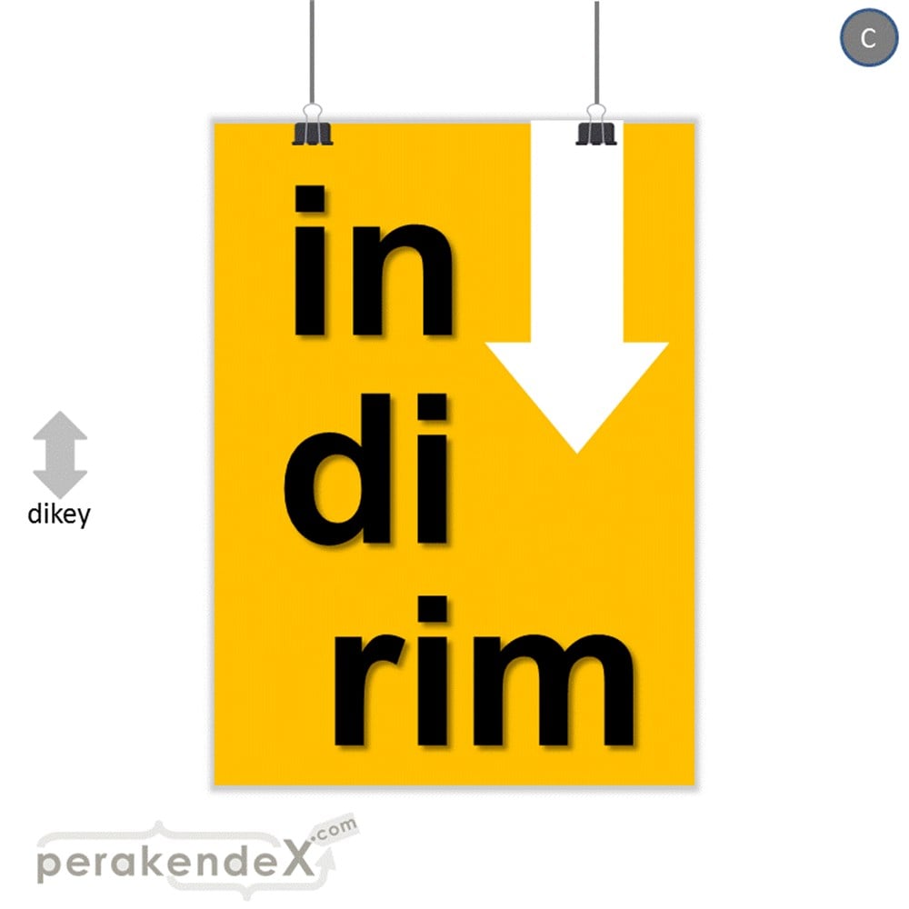 oklu>heceli indirim SERT PLASTİK POSTER -dikdörtgen,tek yön baskı
