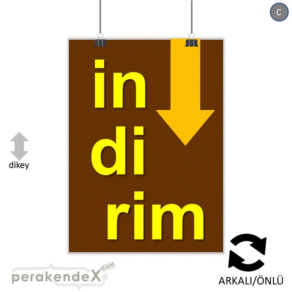 oklu>heceli indirim SERT PLASTİK POSTER -dikdörtgen,çift yön baskı