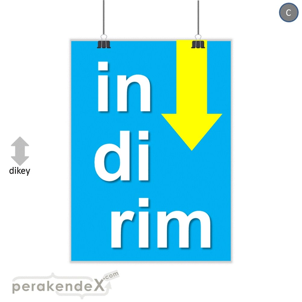 oklu>heceli indirim SERT PLASTİK POSTER -dikdörtgen,tek yön baskı