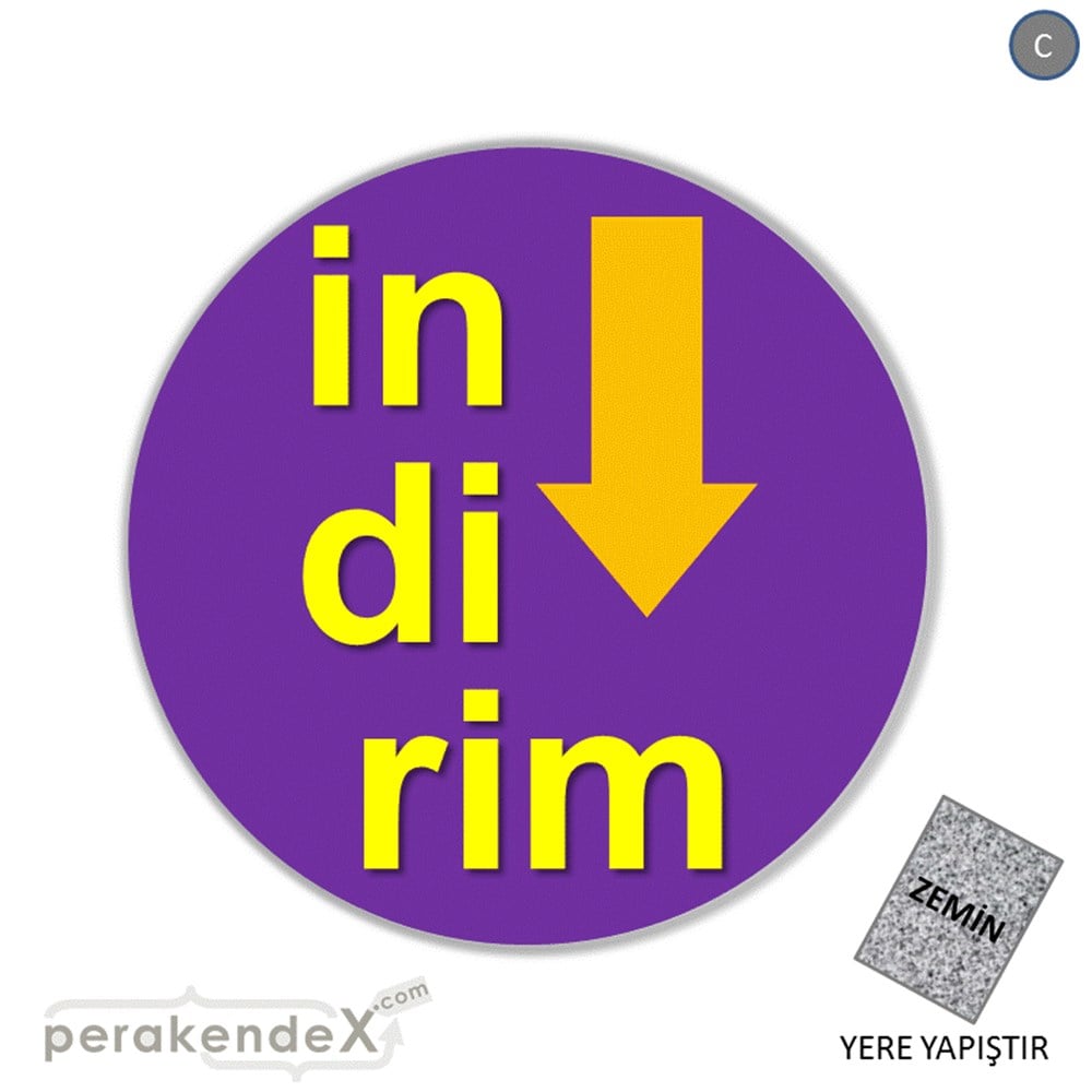 oklu>heceli indirim YER ZEMİNE YAPIŞIR -oval,tek yön baskı