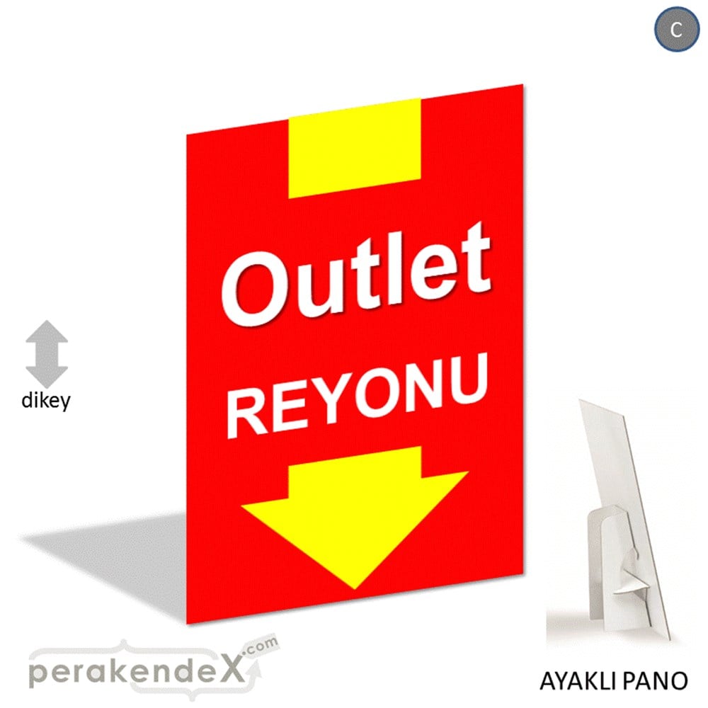 outlet reyonu AYAKLI REKLAM PANOSU -dikdörtgen,tek yön baskı