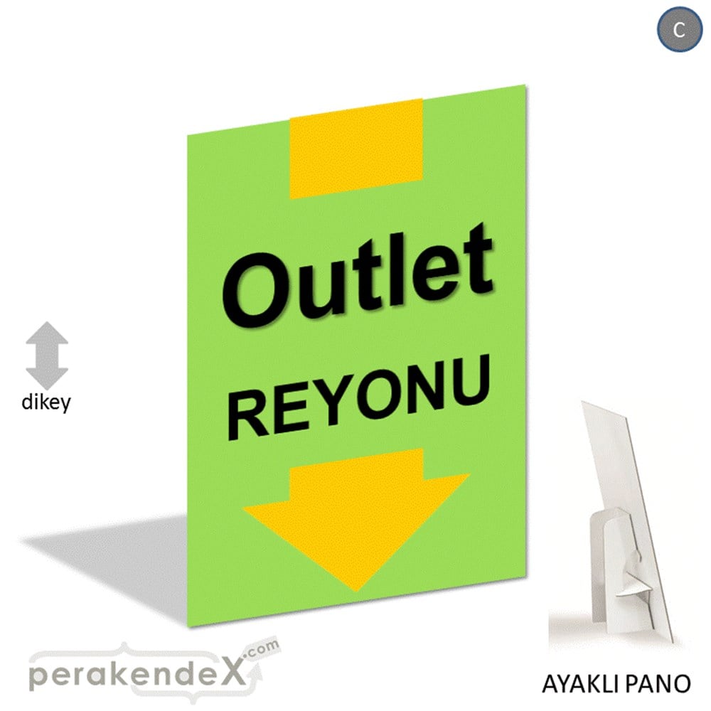 outlet reyonu AYAKLI REKLAM PANOSU -dikdörtgen,tek yön baskı