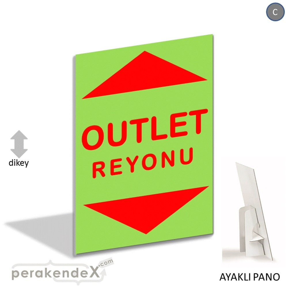 outlet reyonu AYAKLI REKLAM PANOSU -dikdörtgen,tek yön baskı