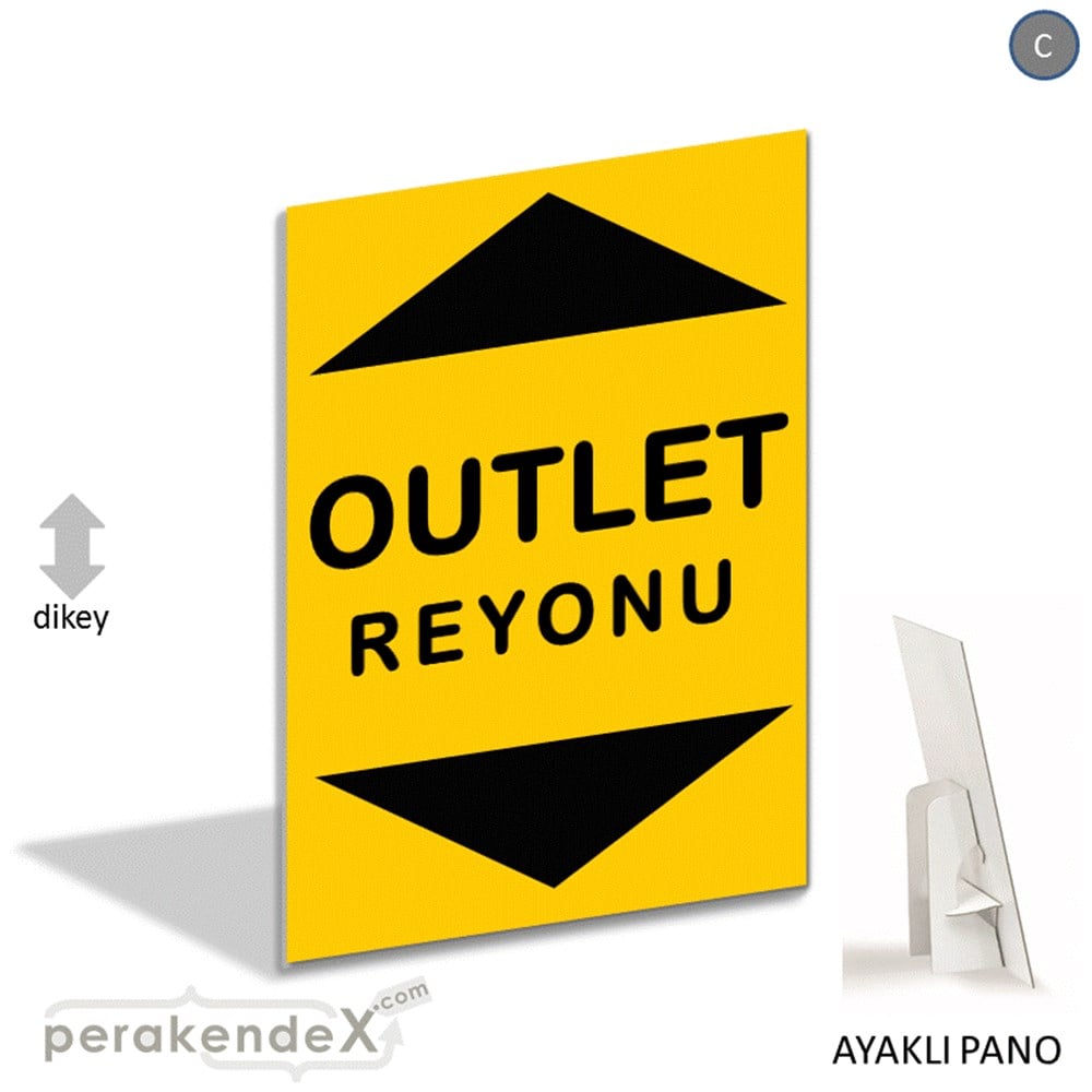 outlet reyonu AYAKLI REKLAM PANOSU -dikdörtgen,tek yön baskı