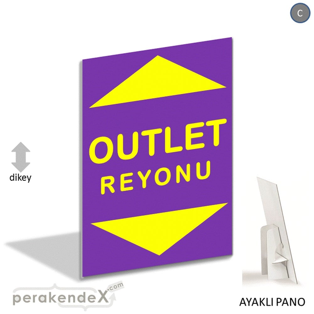 outlet reyonu AYAKLI REKLAM PANOSU -dikdörtgen,tek yön baskı