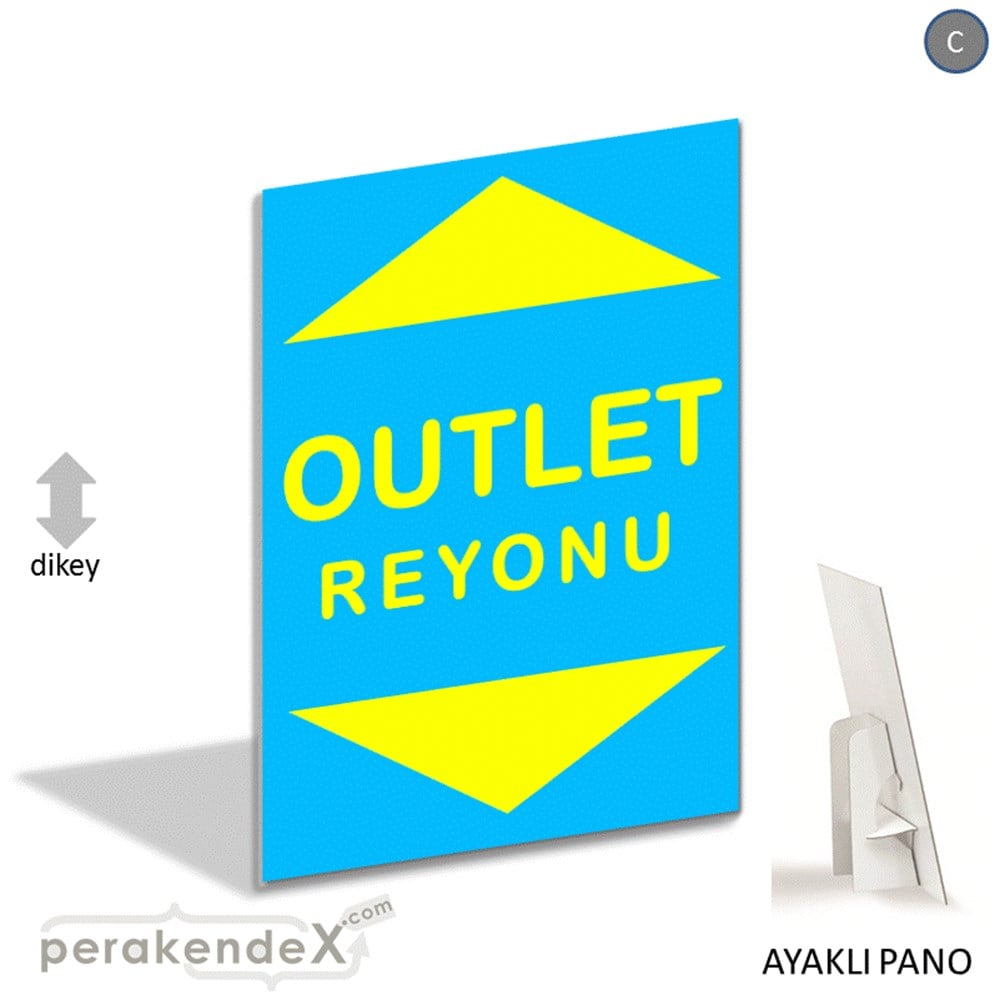 outlet reyonu AYAKLI REKLAM PANOSU -dikdörtgen,tek yön baskı