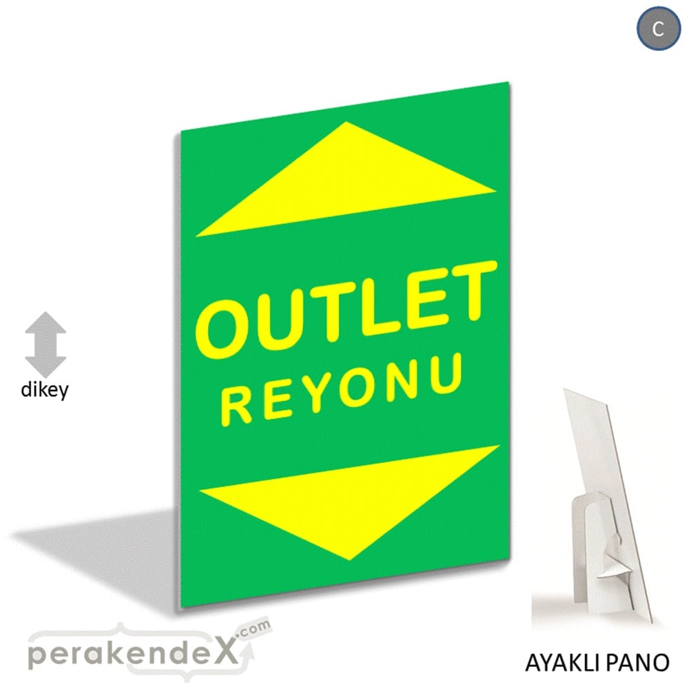 outlet reyonu AYAKLI REKLAM PANOSU -dikdörtgen,tek yön baskı
