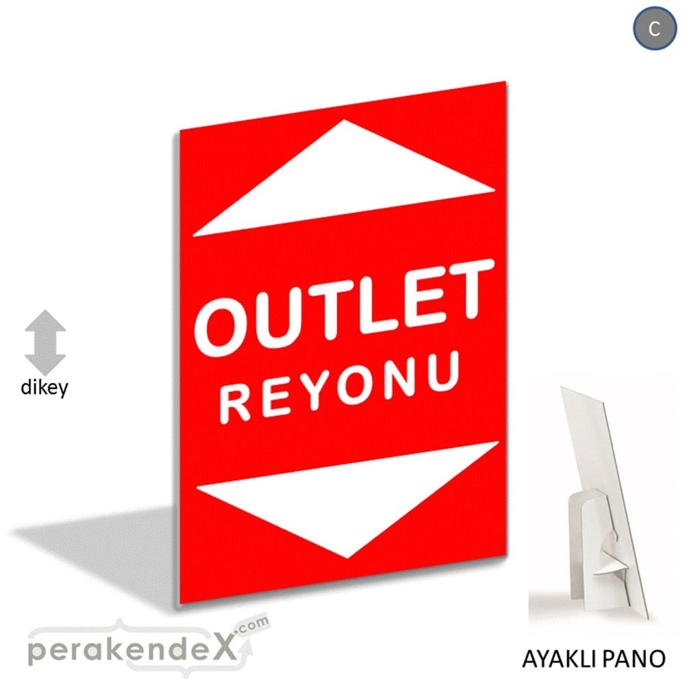 outlet reyonu AYAKLI REKLAM PANOSU -dikdörtgen,tek yön baskı