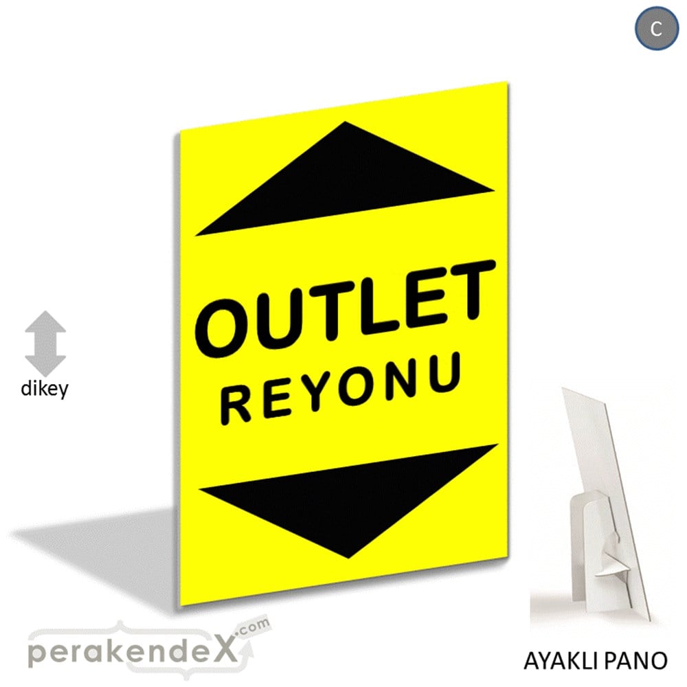 outlet reyonu AYAKLI REKLAM PANOSU -dikdörtgen,tek yön baskı