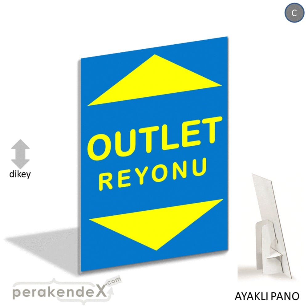 outlet reyonu AYAKLI REKLAM PANOSU -dikdörtgen,tek yön baskı