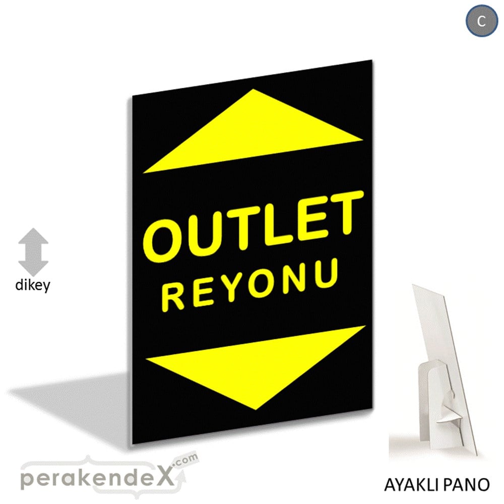 outlet reyonu AYAKLI REKLAM PANOSU -dikdörtgen,tek yön baskı