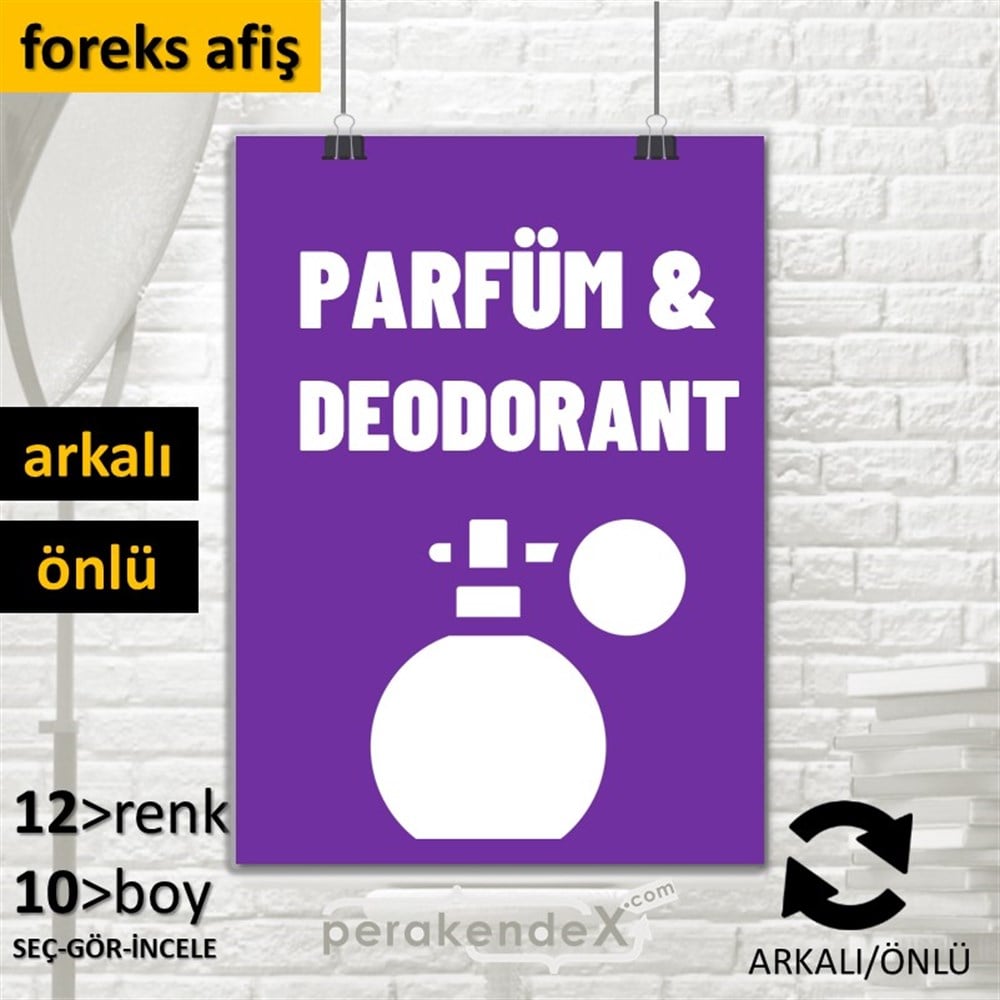 Parfüm Deodorant Çeşitleri SERT PLASTİK POSTER,  AFİŞ -dikdörtgen,çift yön baskısert plastik poster,  afiş