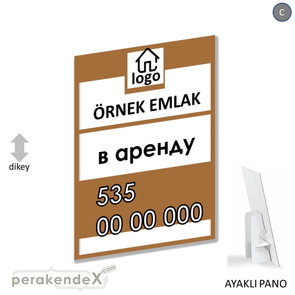 Rusça Kiralık Yazısı 001 KARTON AYAKLI POSTER,  PANO -dikdörtgen,tek yön baskıkarton ayaklı poster,  pano