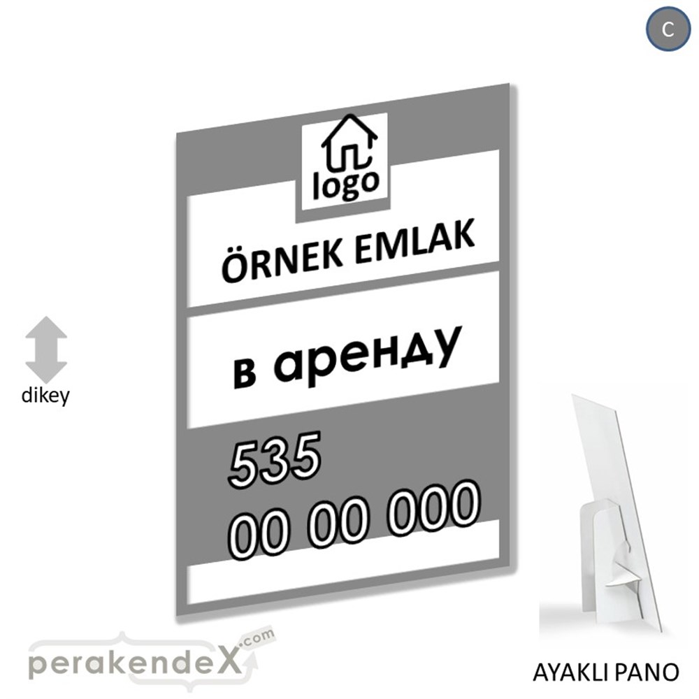 Rusça Kiralık Yazısı 001 KARTON AYAKLI POSTER,  PANO -dikdörtgen,tek yön baskıkarton ayaklı poster,  pano