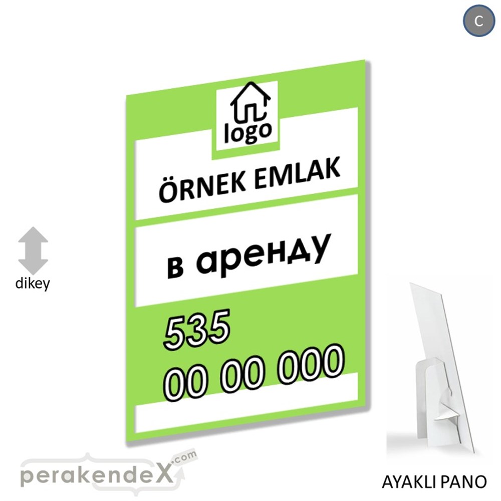 Rusça Kiralık Yazısı 001 KARTON AYAKLI POSTER,  PANO -dikdörtgen,tek yön baskıkarton ayaklı poster,  pano